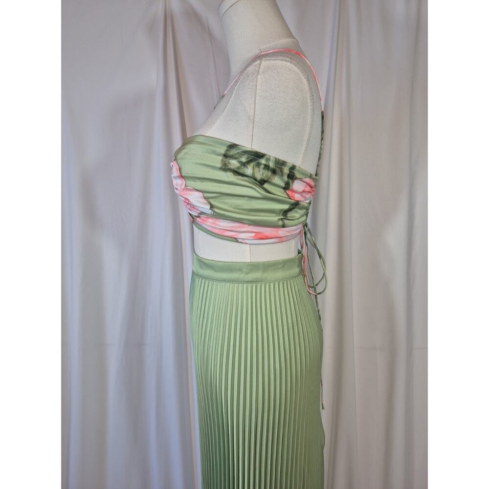 L'IDEE Woman Jardin Fluer Rose Green Pink Top Maxi Skirt Set US 2 - Picture 9 of 16
